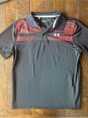 Under Armour Black Polo with Red Stripe Accents